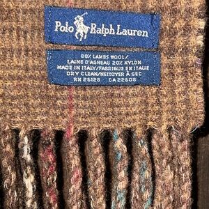 Polo Ralph Lauren Plaid Lambswool Scarf – Brown Multicolor Made In Italy 🇮🇹